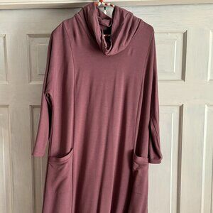 J. Jill Wearever Collection cowl Neck Dress women's size L Mauve knee length